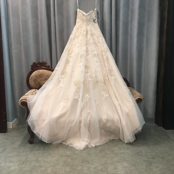 SAMPLE David Tutera Mon Cheri Wedding Dress, Blush Gold Ballgown Princess, - Picture 7 of 11